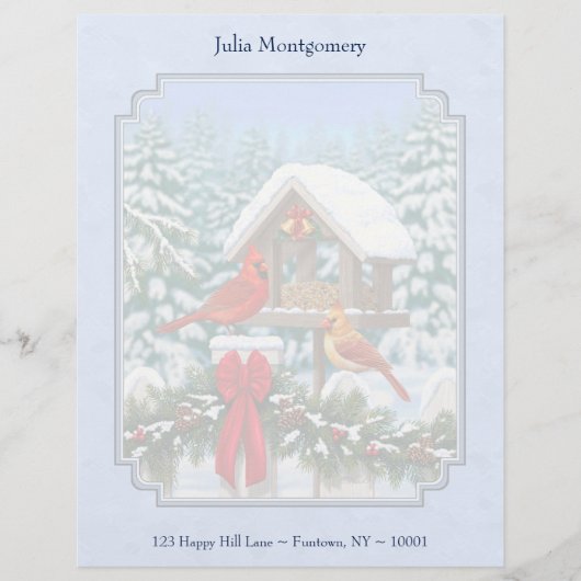 Kardinals kerstfeest blauw briefhoofd sjabloon (Voorkant)