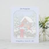 Kardinals kerstfeest blauw briefhoofd sjabloon (Staand voorkant)