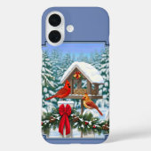 Kardinals kerstfeest blauw Case-Mate iPhone case (Achterkant)