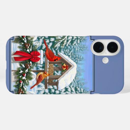 Kardinals kerstfeest blauw Case-Mate iPhone case (Achterkant (horizontaal))