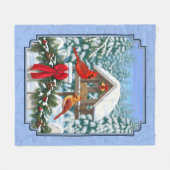 Kardinals kerstfeest blauw fleece deken (Voorkant (Horizontaal))