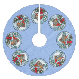 Kardinals kerstfeest blauw fleece kerstboom rok