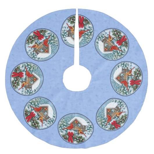 Kardinals kerstfeest blauw fleece kerstboom rok (Voorkant)