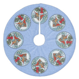 Kardinals kerstfeest blauw fleece kerstboom rok