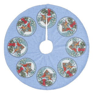 Kardinals kerstfeest blauw fleece kerstboom rok