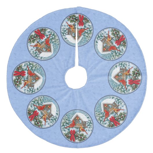 Kardinals kerstfeest blauw fleece kerstboom rok (Voorkant)