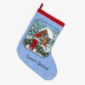 Kardinals kerstfeest blauw grote kerstsok (Voorkant (Hangend))