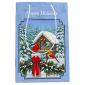 Kardinals kerstfeest blauw medium cadeauzakje (Voorkant)
