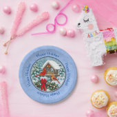 Kardinals kerstfeest blauw papieren bordje (Feest)