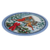 Kardinals kerstfeest blauw snijplank (Hoek)