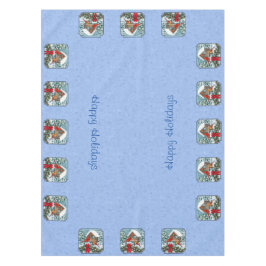 Kardinals kerstfeest blauw tafelkleed