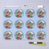 Kardinals kerstfeest blauw tissuepapier (Craft)