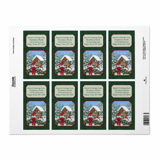 Kardinals kerstfeestmaal groen etiket (Full Sheet)