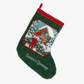 Kardinals kerstfeestmaal groen grote kerstsok (Voorkant (Hangend))