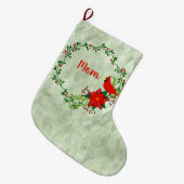 Kardinals Wreath Personalized Grote Kerstsok (Voorkant (Hangend))