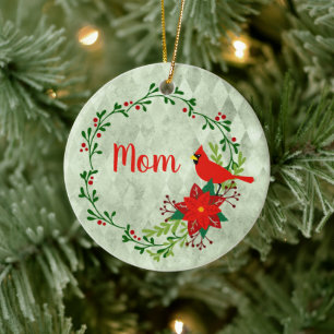 Kardinals Wreath Personalized Keramisch Ornament
