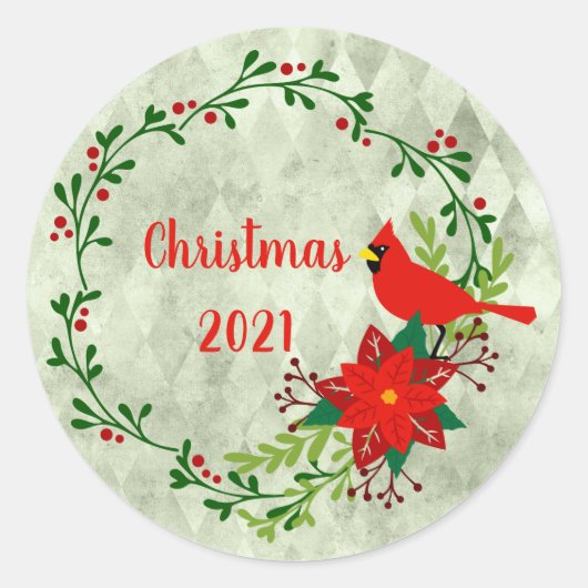 Kardinals Wreath Personalized Ronde Sticker (Voorkant)