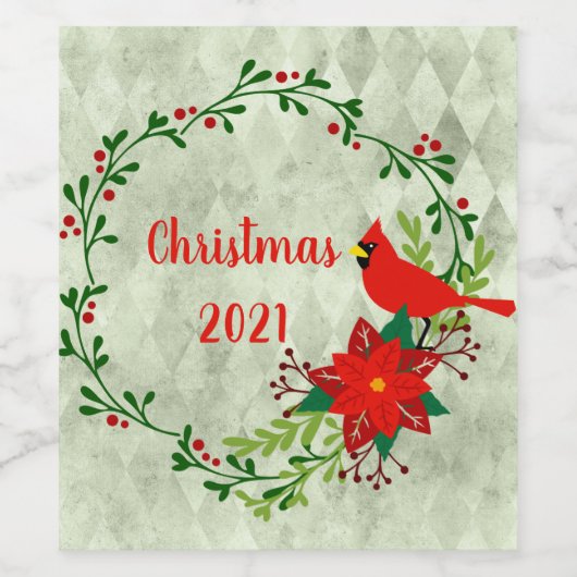 Kardinals Wreath Personalized Wijn Etiket (Enkel label)