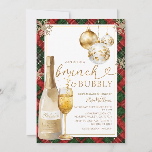 Kare Bruiloftsborrel en Mousserende Gouden Bruidsu Kaart (Voorkant)