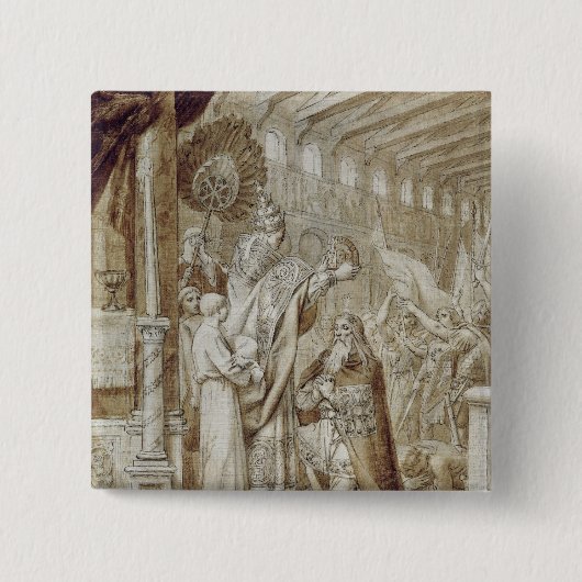 Karel de Grote-kroon Vierkante Button 5,1 Cm (Voorkant)