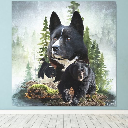 Karelian Beer Dog Canvas Afdruk (Insitu (Houten vloer))