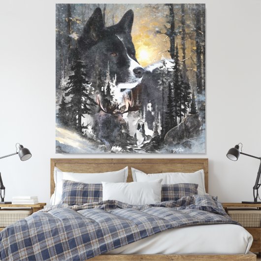 Karelian Beer Dog Canvas Afdruk (Insitu (Slaapkamer))