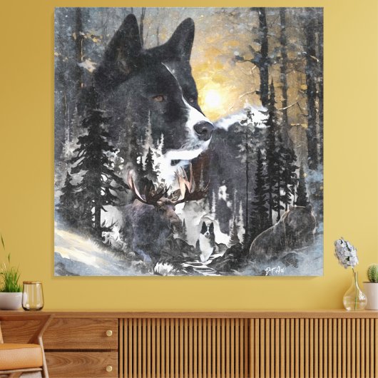 Karelian Beer Dog Canvas Afdruk (Insitu (Woonkamer))