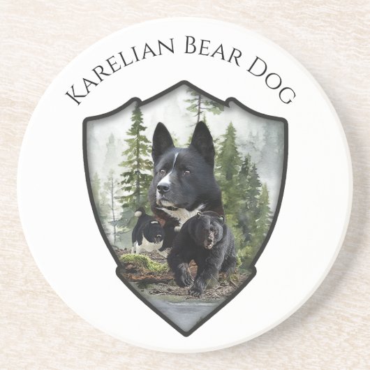 Karelian Beer Dog Zandsteen Onderzetter (Voorkant)