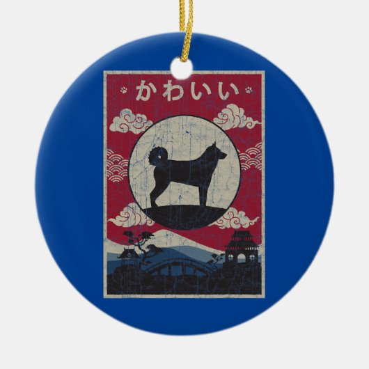 Karelian Beer Japans design Kawaii Dog mam Keramisch Ornament (Voorkant)