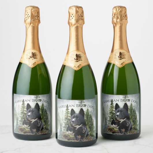 Karelische berenhond     sparkling wijnetiket (Flessen)