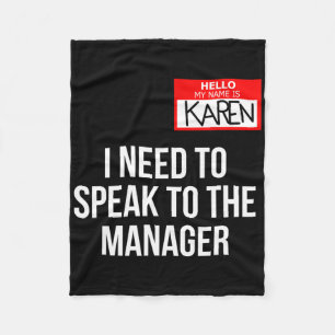 Karen Costume Halloween Kan ik met de manager spre Fleece Deken