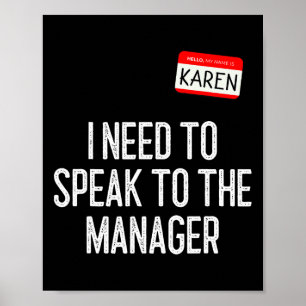 Karen Halloween Kostuum Spreek met de Manager Fun Poster