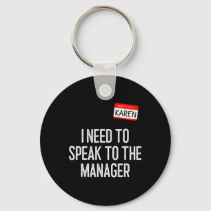 Karen Halloween Kostuum Spreek met de Manager Fun Sleutelhanger