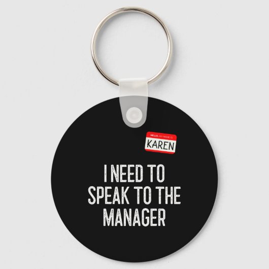 Karen Halloween Kostuum Spreek met de Manager Fun Sleutelhanger (Voorkant)
