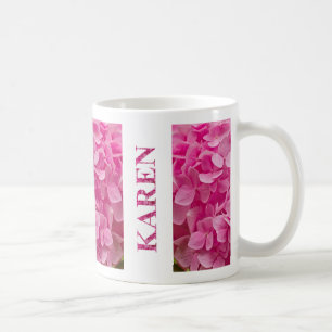 "Karen" in Pink Spring Hydrangea Letters & Flower Koffiemok