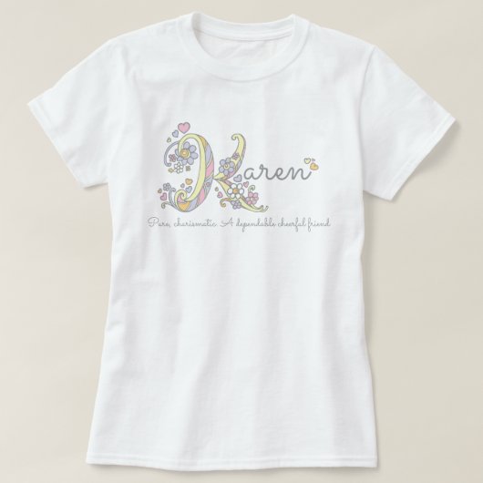 Karen meiden noemen K monogram harten T-shirt (Design voorkant)