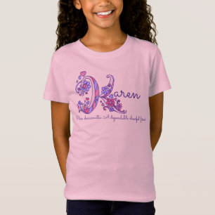 Karen meisjesnaam betekenis K monogram harten T-shirt