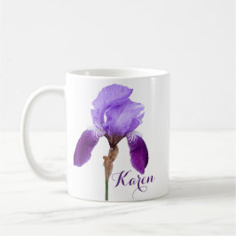  Karen meisjesnaam paarse iris floral Koffiemok