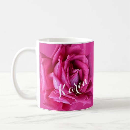 Karen naam hete roze roos schattig Koffiemok (Links)