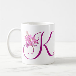 Karen naam monogram  roze fleur Koffiemok