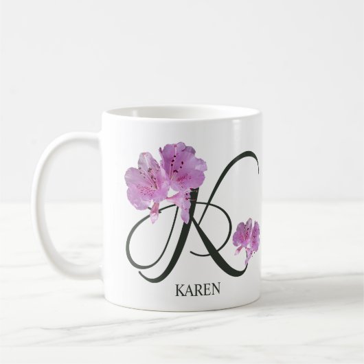 Karen naam roze bloemenmeisje Koffiemok (Links)