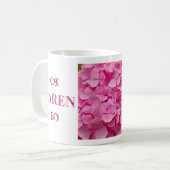 "Karen" Naam, Schattigee Roze Hydrangea Bloemen Le Koffiemok (Voorkant links)