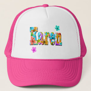 Karen Name Logo With Blossom, Trucker Pet