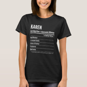 Karen Nutritional Facts Serving Size Calories T-shirt