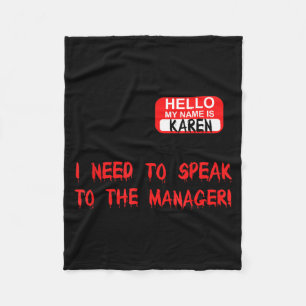Karen Praat Met Manager Grappige Meme Quote Hallow Fleece Deken