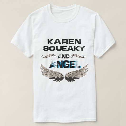 Karen Squeaky en Angel Cute White en Black T-shirt (Design voorkant)