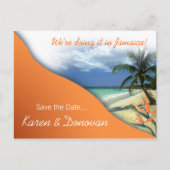Karen's Custom Jamaica Save The Date (Papaya) Aankondigingskaart (Voorkant)