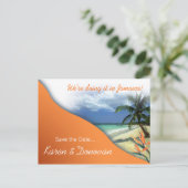Karen's Custom Jamaica Save The Date (Papaya) Aankondigingskaart (Staand voorkant)
