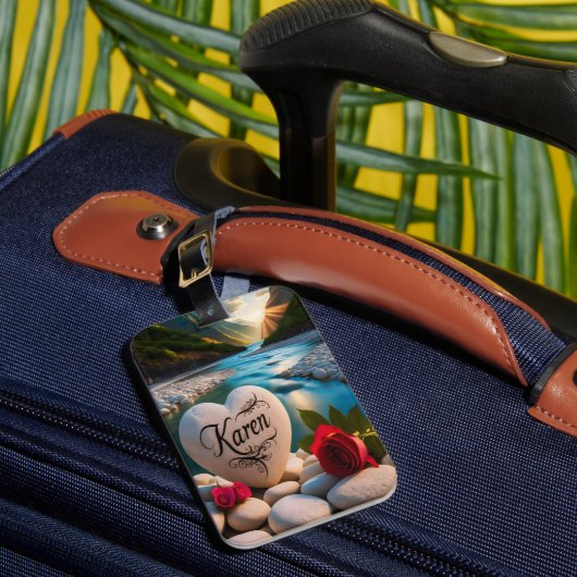 Karen's hart bij de rivier bagagelabel (Voorkant Insitu 1)