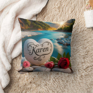Karen's River Sunset Heart Kussen